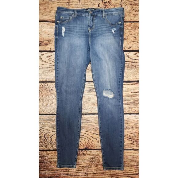 Torrid Premium Jeggings Distressed Jeans Size 12 Blue Stretch Comfort Pants - Picture 1 of 9
